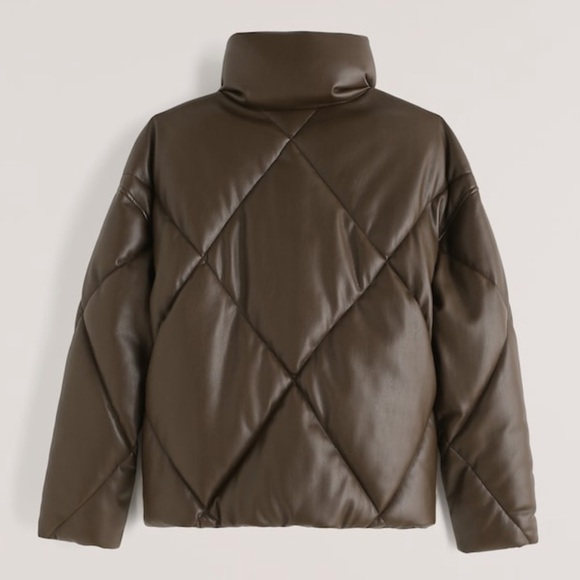 a&f Oversized Vegan Leather Diamond Puffer (Dark Brown) - Picture 3 of 4